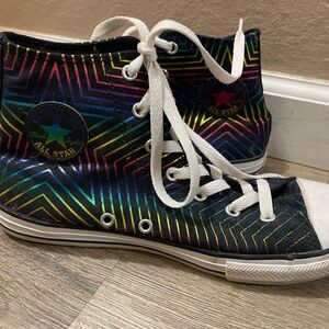 Converse Women’s High-Top Sneakers - Black with Rainbow Accents